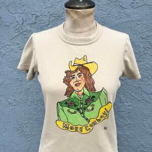 Original Cowgirl T-shirt Handmade art to wear Funky Folk Art Western Baby Tee
